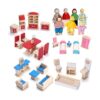 Muebles de casa de muñecas de madera juego de 5 y 7_1