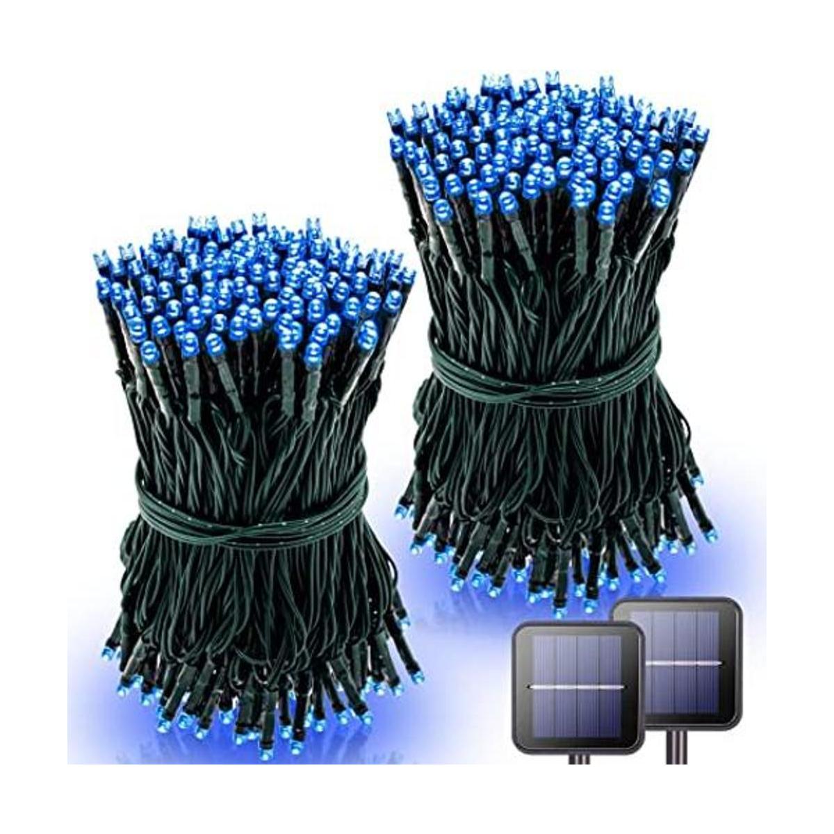 POTIVE Paquete de 2 tiras de luces solares azules