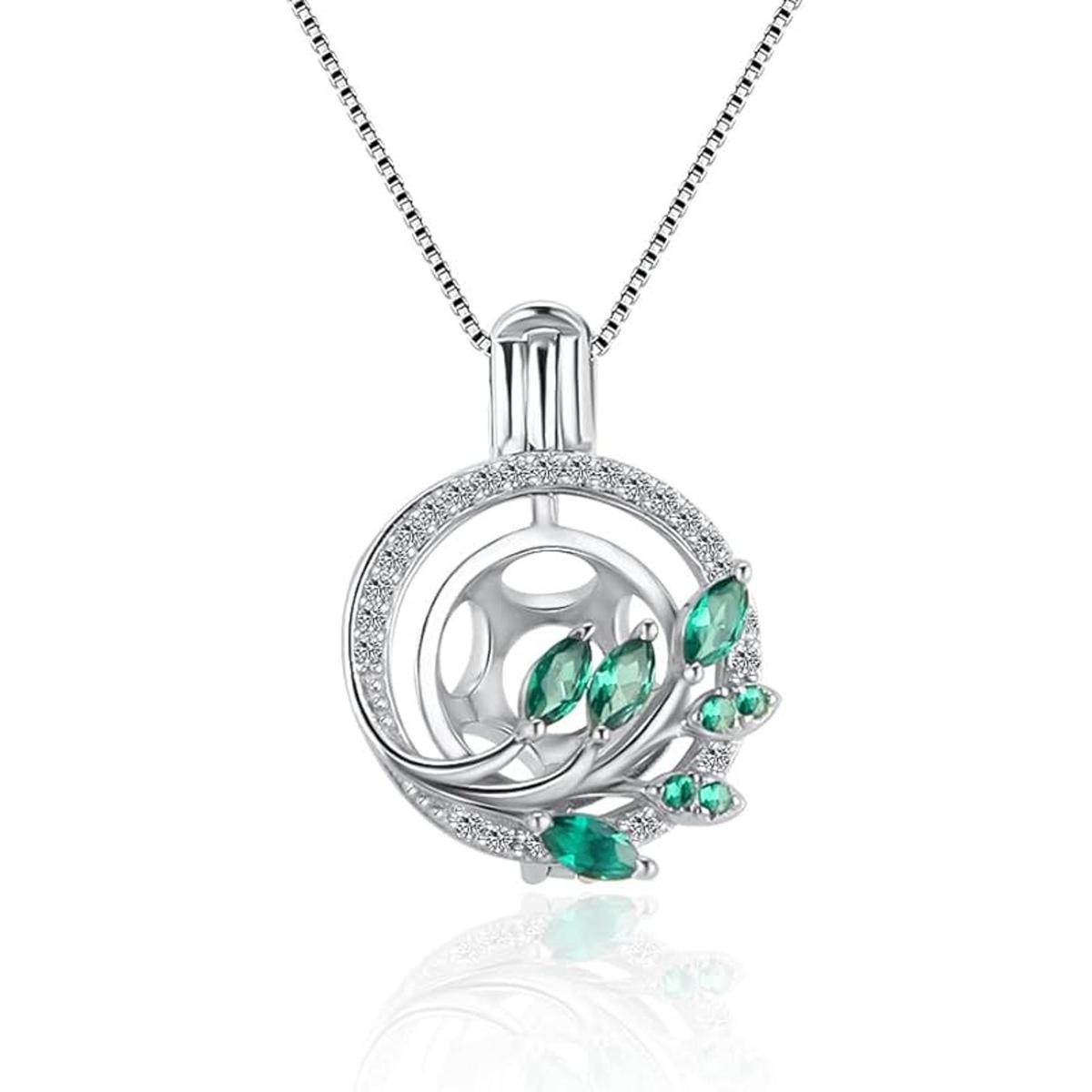 LGSY Colgante redondo de plata de ley 925 con circonita