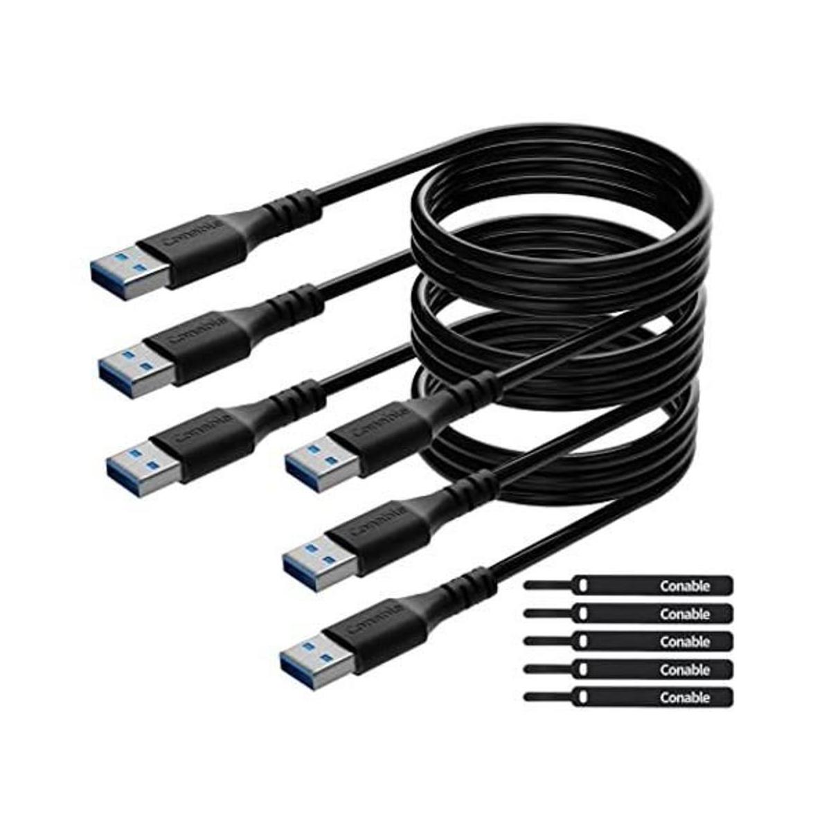 Cable corto USB a USB de 2 pies paquete de 3 cable USB