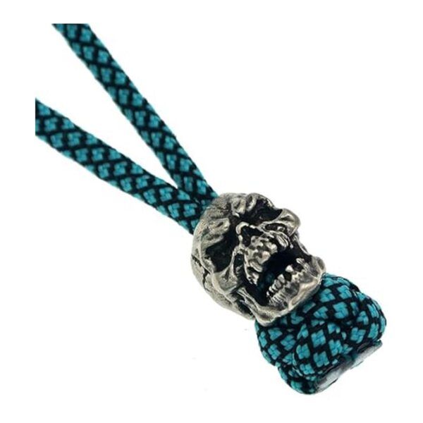 Cordón retro de latón plateado con calavera antiguo_6