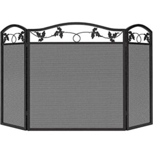 Calidola 3 paneles plegables de acero negro para chimenea