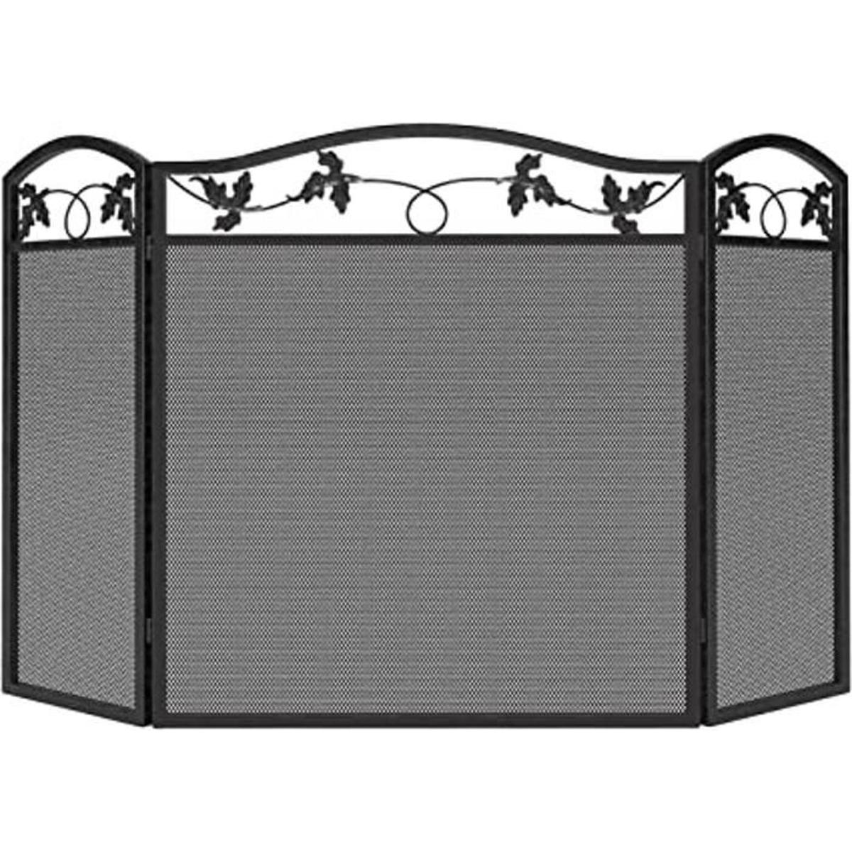 Calidola 3 paneles plegables de acero negro para chimenea