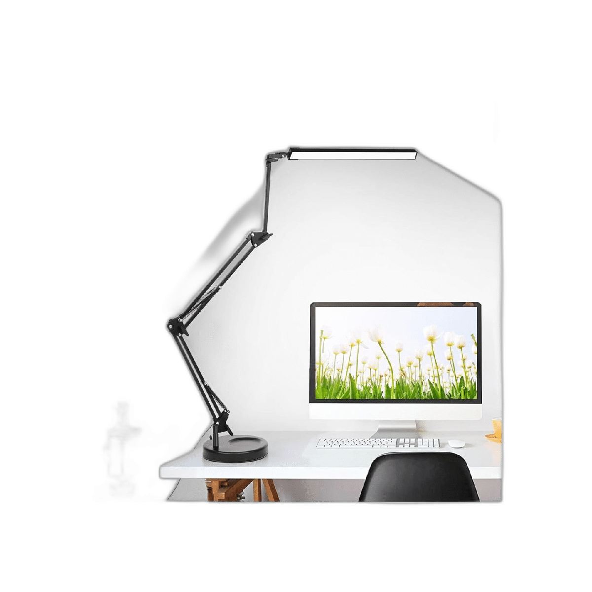 Lámpara de escritorio LED con abrazadera y base redonda