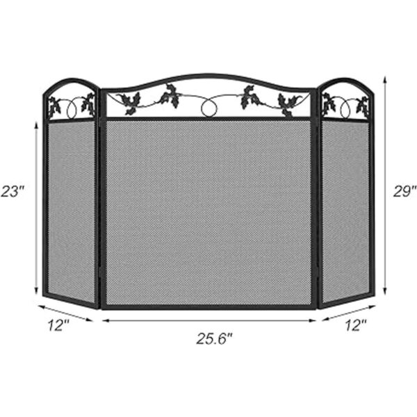 Calidola 3 paneles plegables de acero negro para chimenea