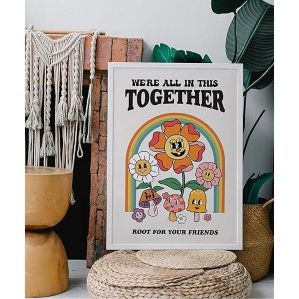 Póster de flores retro arte de pared hippie genial_4