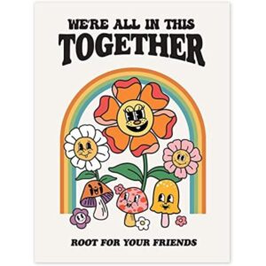 Póster de flores retro arte de pared hippie genial_1
