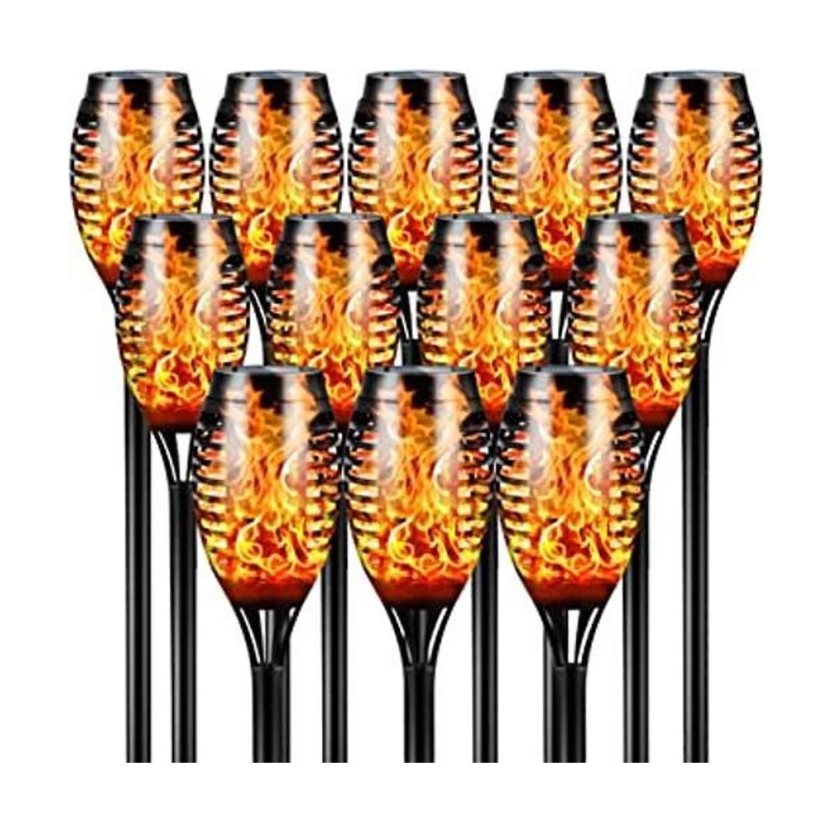 Otdair Solar Torch Lights with Flickering Flame 12 Packs