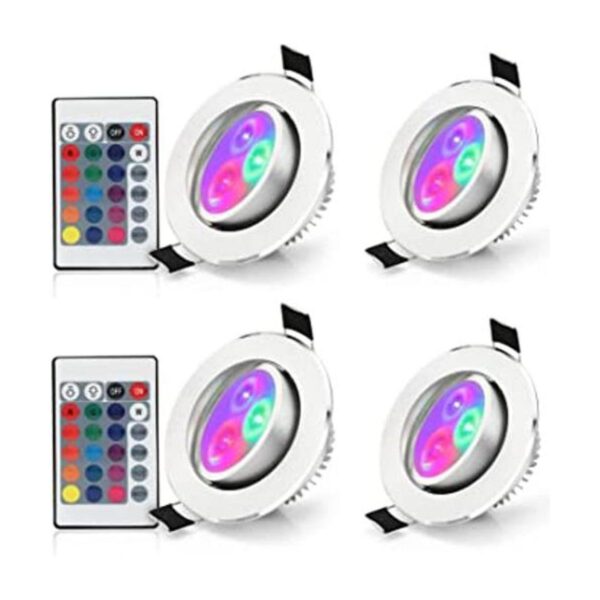 Paquete de 4 luces LED que cambian de color empotrables