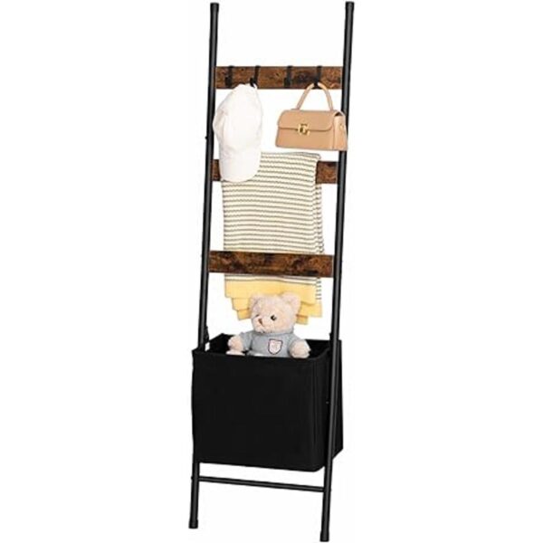 HOOBRO Escalera de manta con cesta de almacenamiento