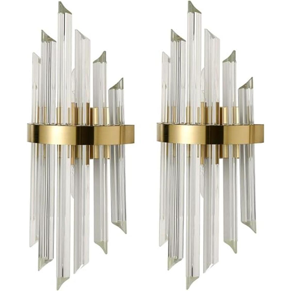 HOLKIRT Moderno juego de 2 apliques de pared de cristal