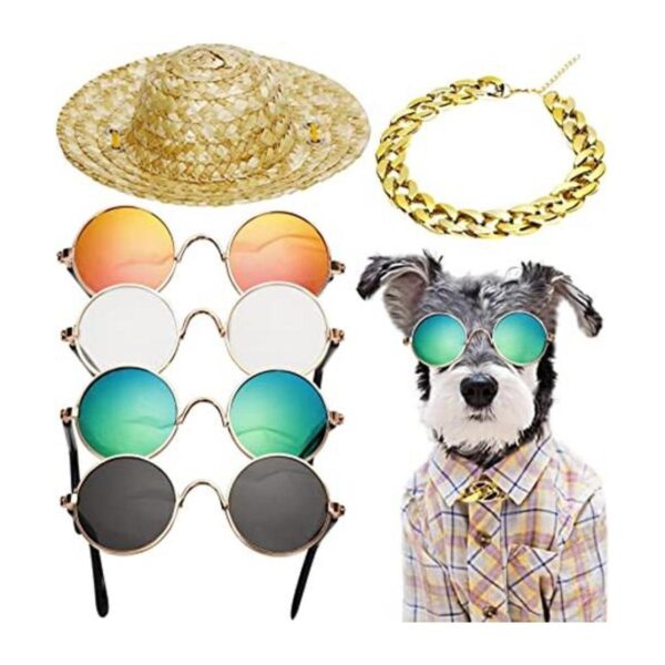 Disfraz de gato y perro gafas de sol retro para mascotas