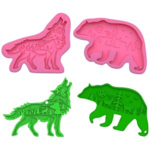 Molde de resina de oso lobo molde de silicona de oso de_1