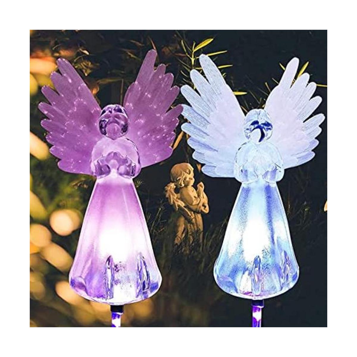Paquete de 2 luces solares de ángel luces de estaca de