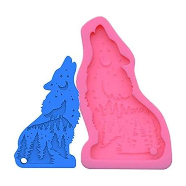 Molde de llavero de oso lobo de resina molde de silicona_3