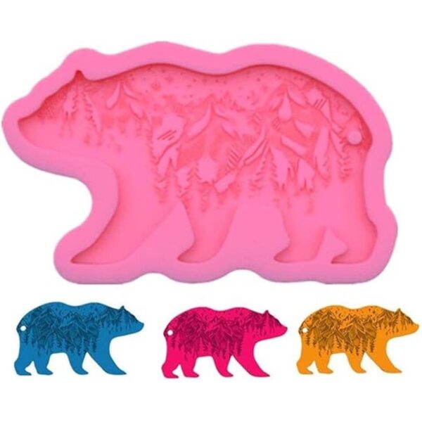 Molde de llavero de oso lobo de resina molde de silicona_4