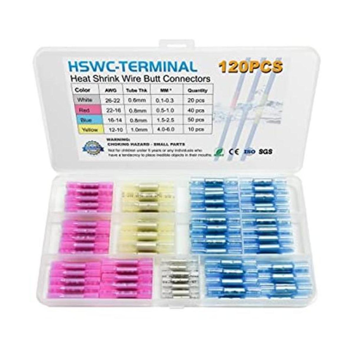 Kit de conectores de tope termoretráctiles 120 piezas de