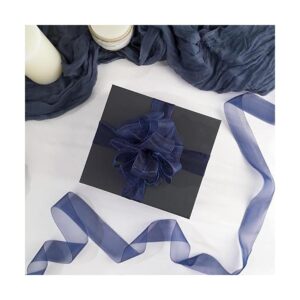 HUIHUANG Cinta de organza de 1 pulgada azul marino