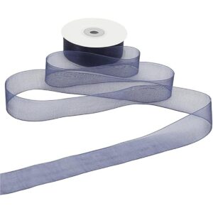 HUIHUANG Cinta de organza de 1 pulgada azul marino