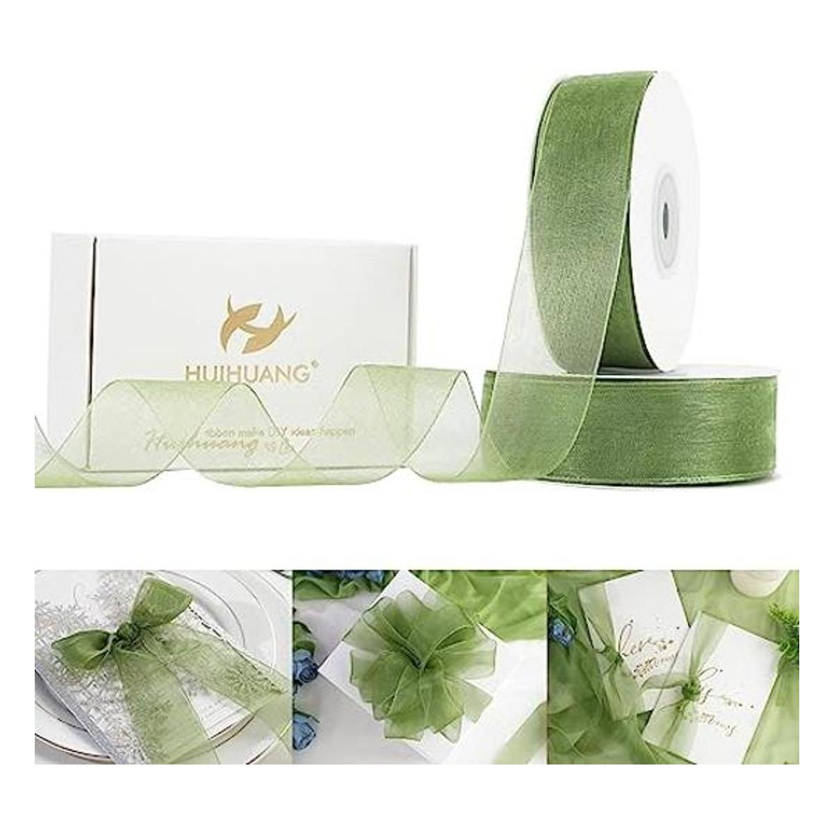 HUIHUANG Cinta de organza transparente de 1 pulgada color