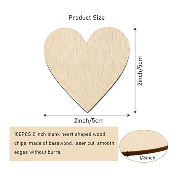 Corazones de madera de 2 pulgadas para manualidades 100