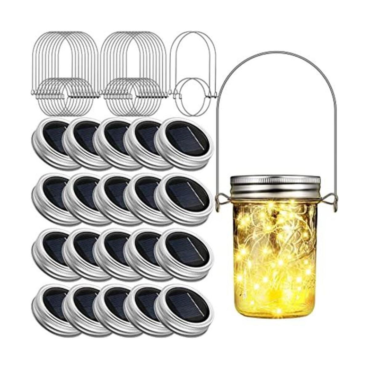 Paquete de 20 tapas de luces solares para tarro de masón