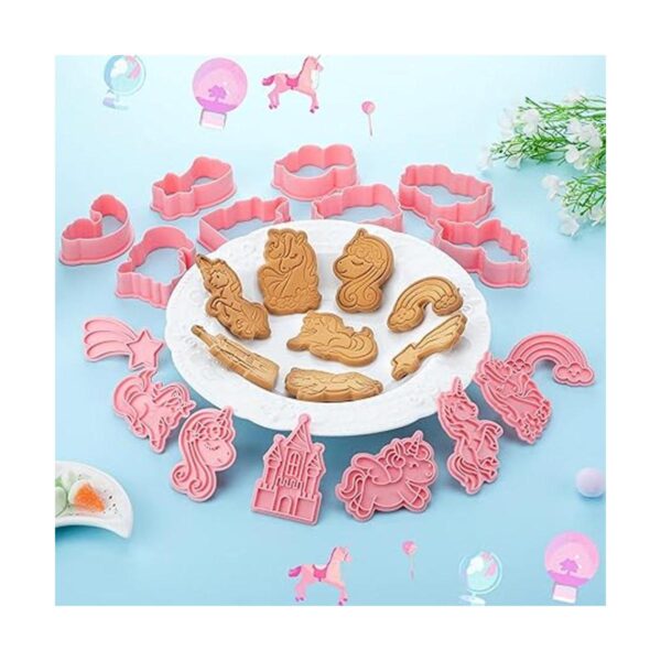 Juego de 8 cortadores de galletas de unicornio con sellos