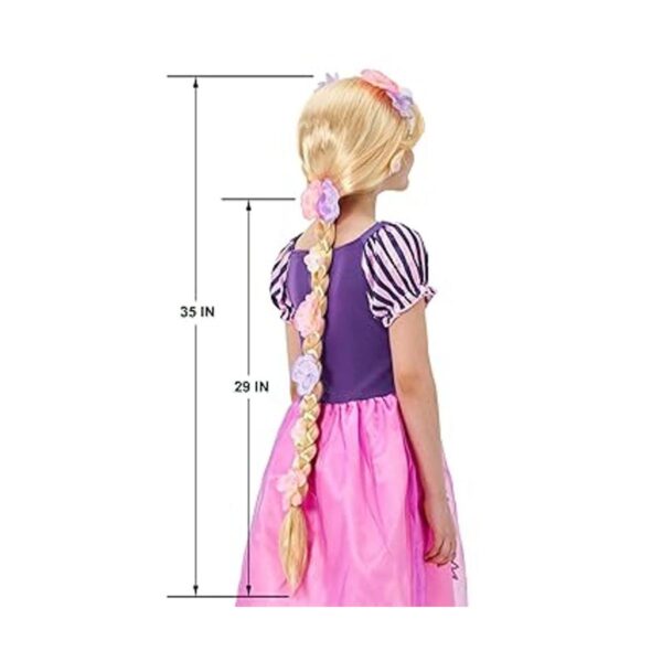 Peluca de princesa Rapunzel súper larga con flores_2