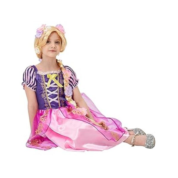 Peluca de princesa Rapunzel súper larga con flores_5