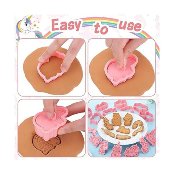 Juego de 8 cortadores de galletas de unicornio con sellos