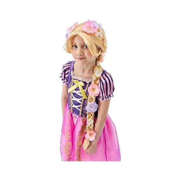 Peluca de princesa Rapunzel súper larga con flores_4