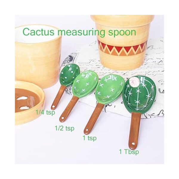 Juego de cucharas medidoras de cactus de cerámica en
