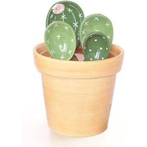 Juego de cucharas medidoras de cactus de cerámica en