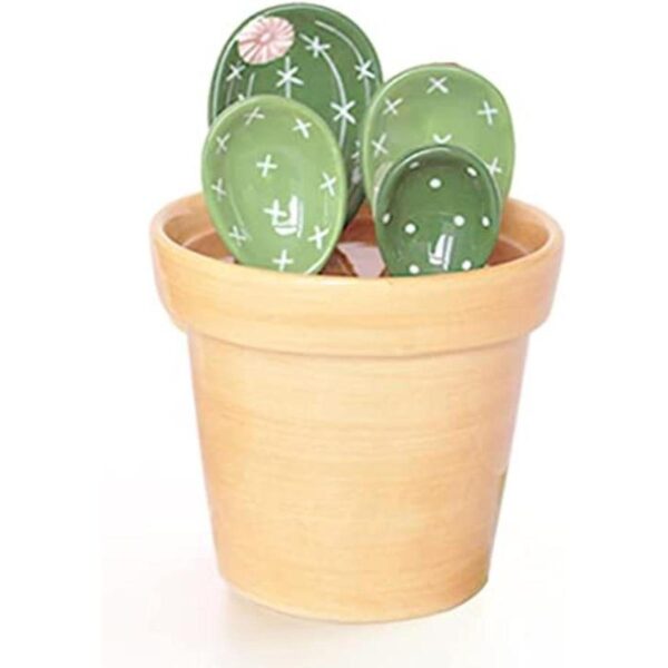 Juego de cucharas medidoras de cactus de cerámica en
