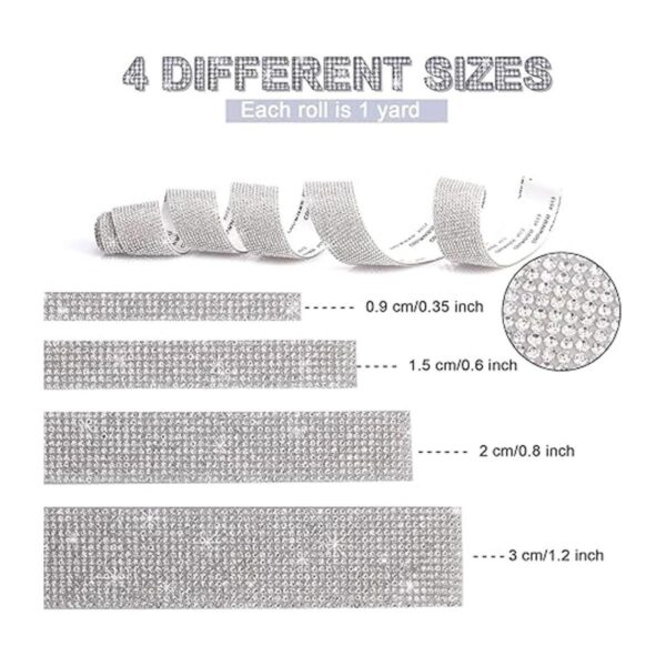 4 rollos de calcomanías autoadhesivas de diamantes de