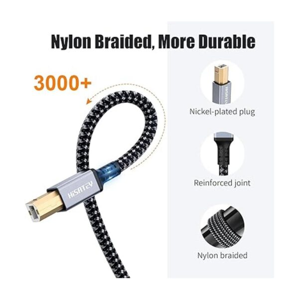 Hisatey Cable de impresora USB de 10 pies cable USB 2.0_2
