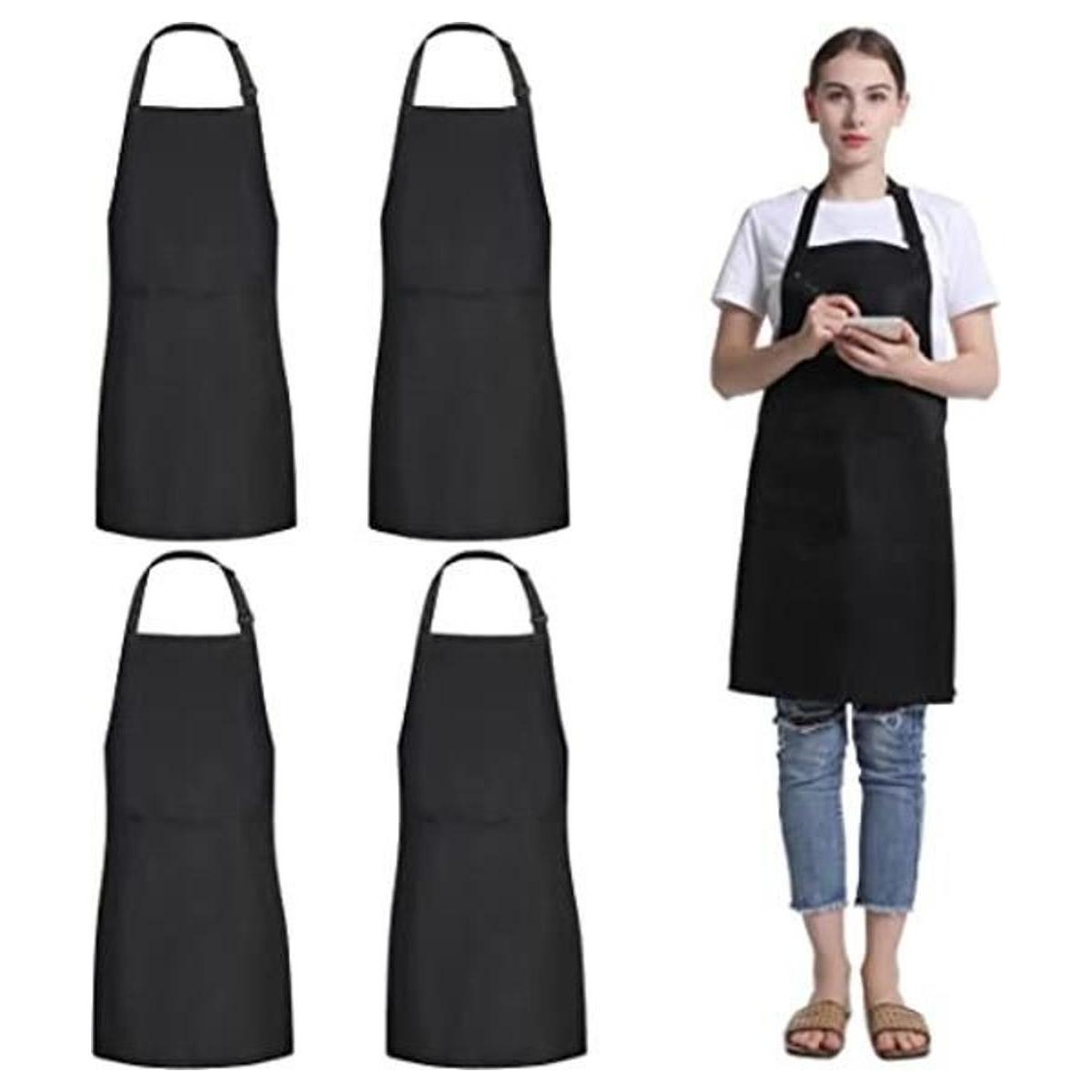 Paquete de 4 delantales unisex de chef negro delantales