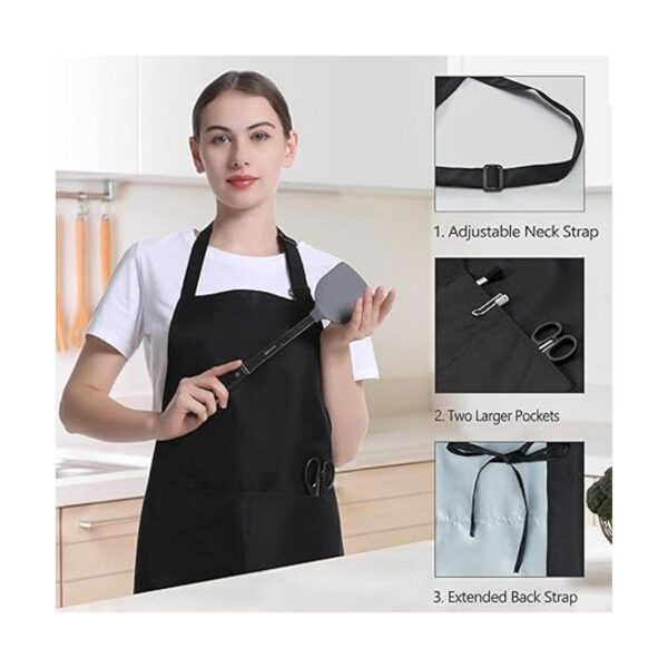 Paquete de 4 delantales unisex de chef negro delantales