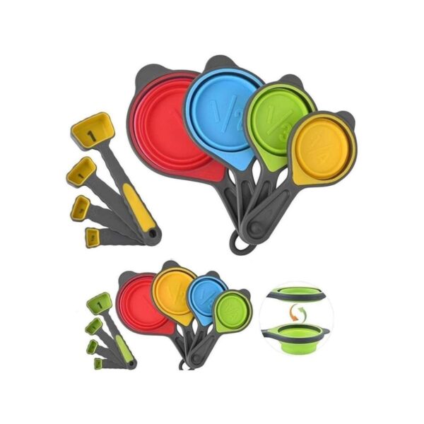 Juego de tazas y cucharas medidoras plegables 16 tazas y
