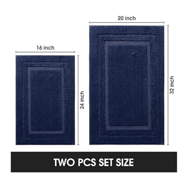 HOMEIDEAS Juego de 2 alfombras de baño de color azul