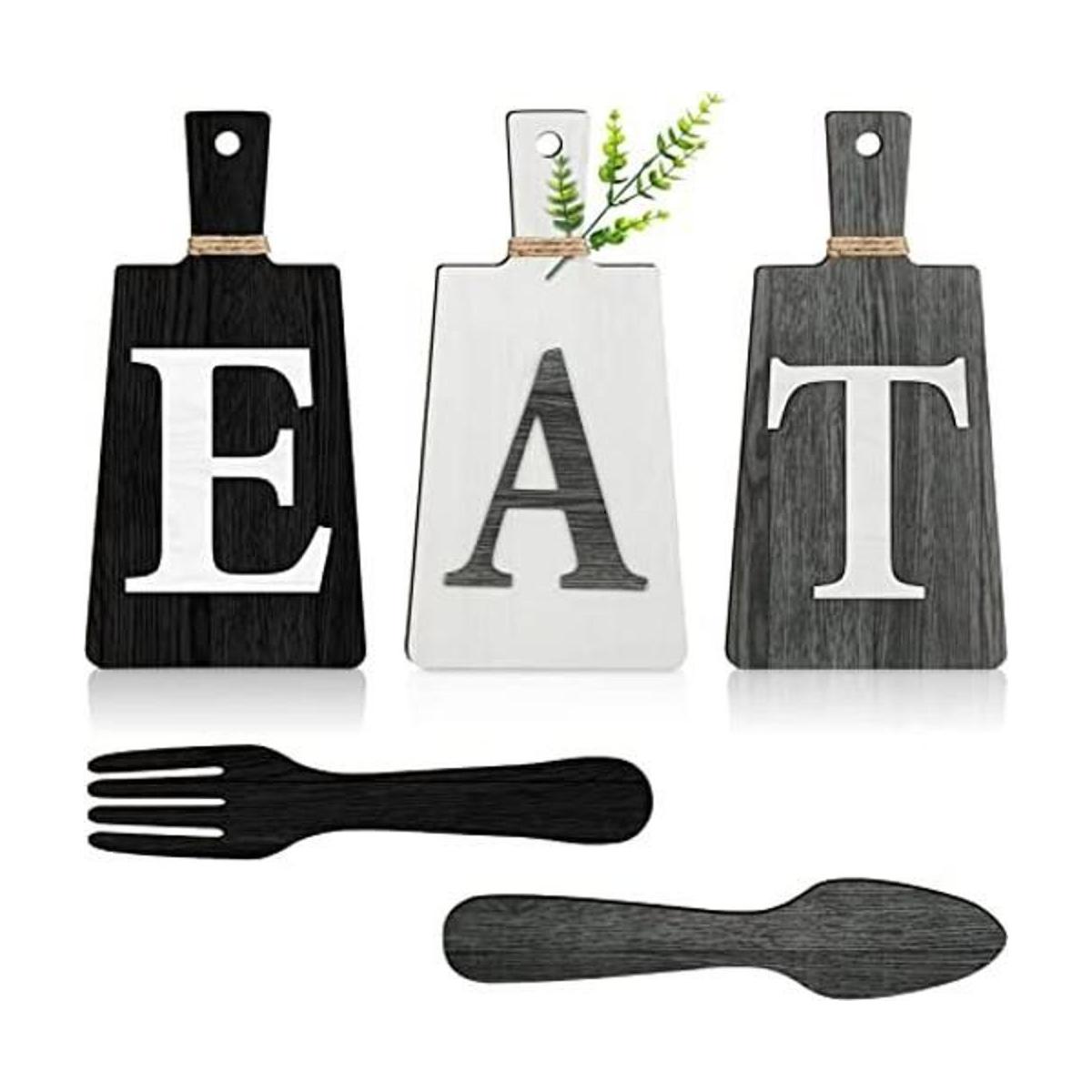 Juego de letreros para comer arte colgante de cocina