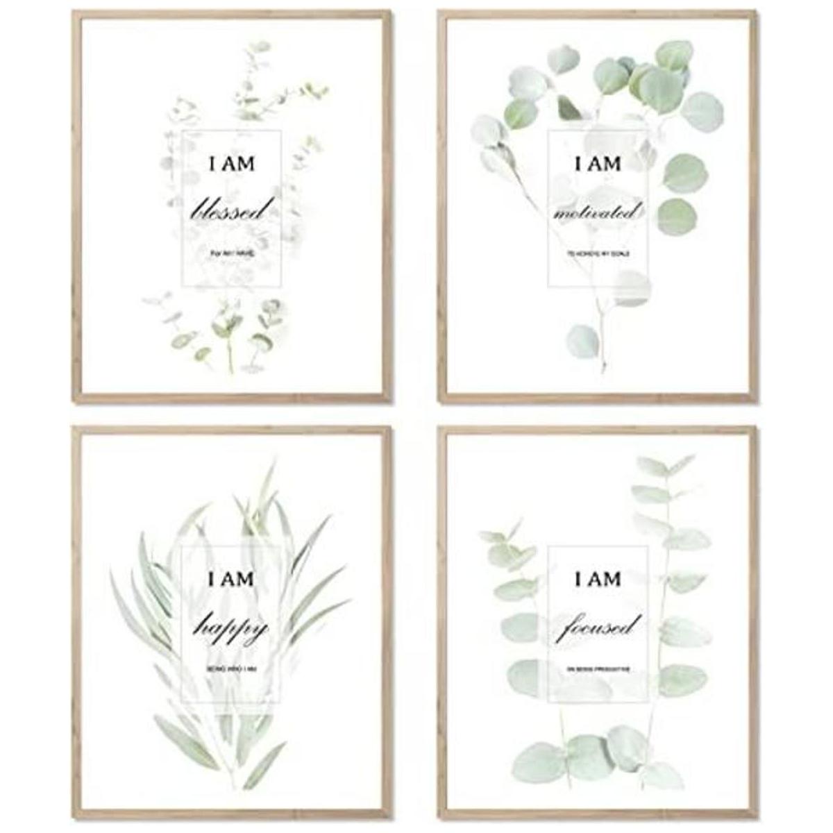 HoozGee Arte de pared de plantas botánicas motivacionales