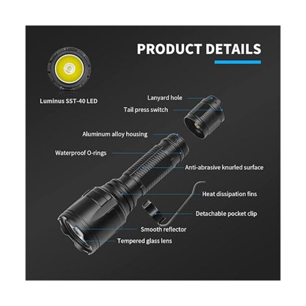 Odepro NT23 Linterna táctica pequeña de 1500 lúmenes con_2
