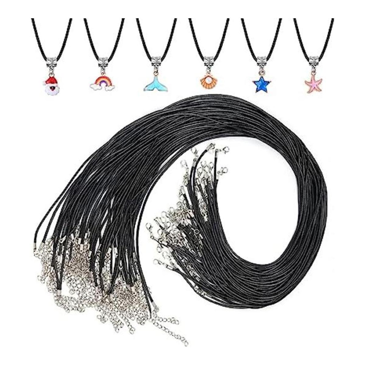 Paxcoo Cordón para collar 50 unidades cuerda negra con