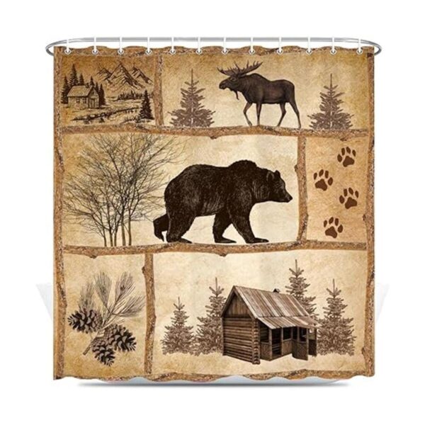 Juego de cortinas de ducha rústicas para cabaña estilo_2