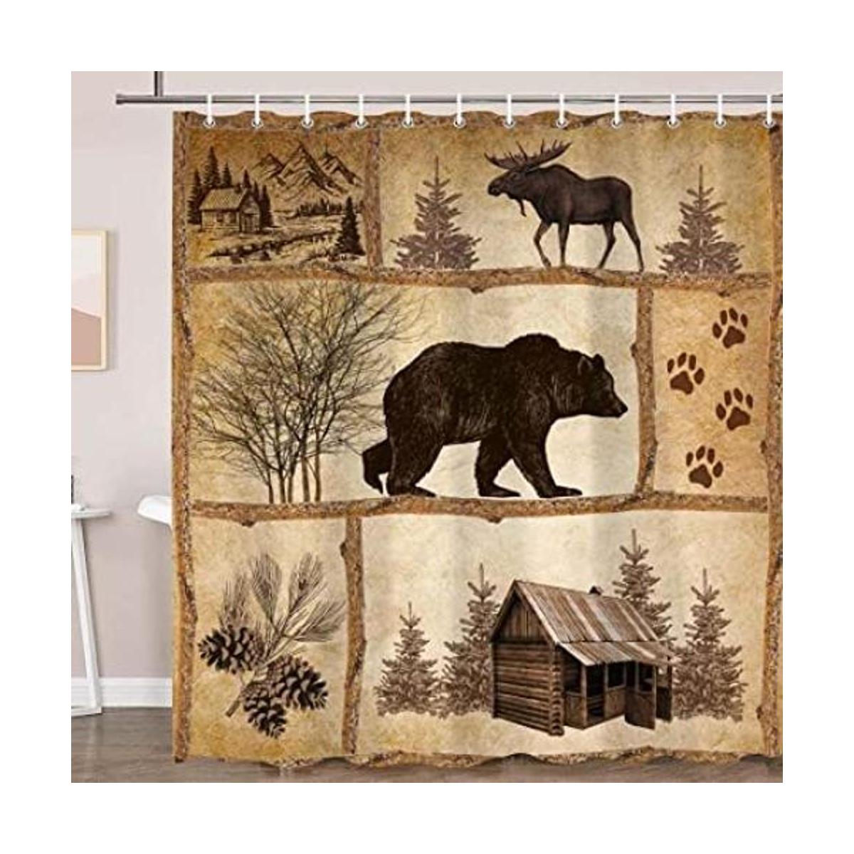 Juego de cortinas de ducha rústicas para cabaña estilo