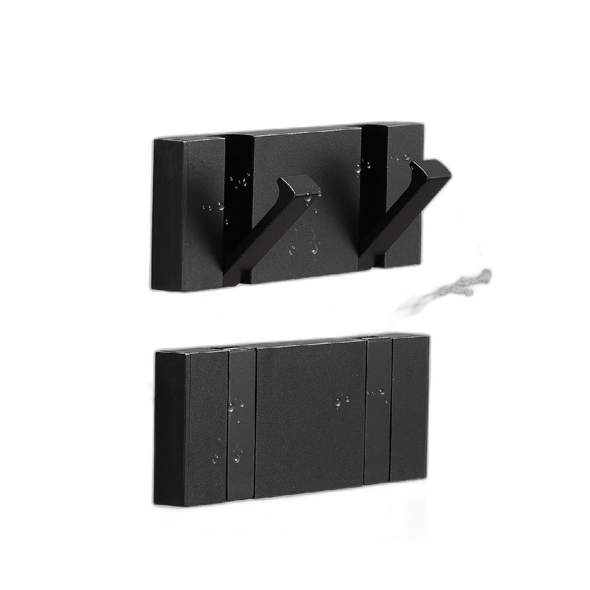 Paquete de 2 ganchos negros impermeables para toallas