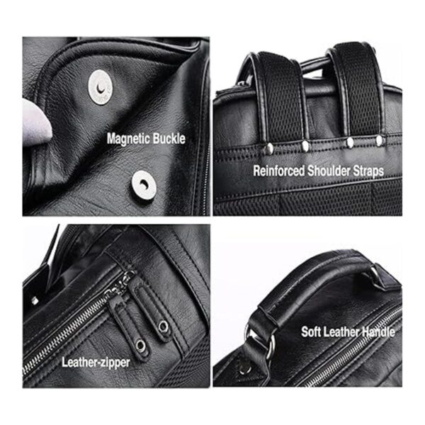 Mochila de cuero para portátil de viaje para hombres de_5