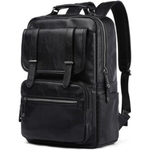 Mochila de cuero para portátil de viaje para hombres de_1