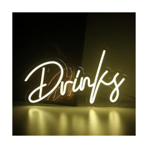 Letras de bebidas con luz de neón blanca cálida letreros_1